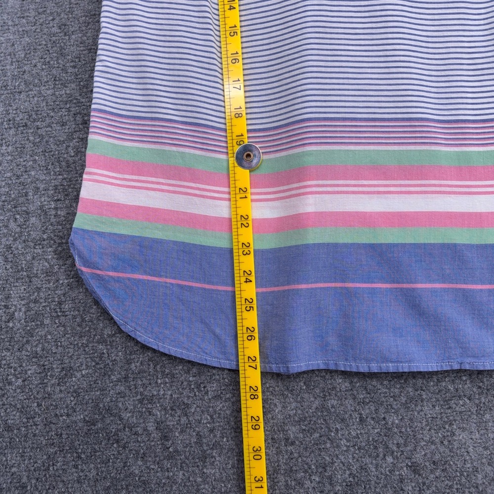 Casual Striped Split-Neck Blouse in Blue and Pastel - Picture 6 of 6